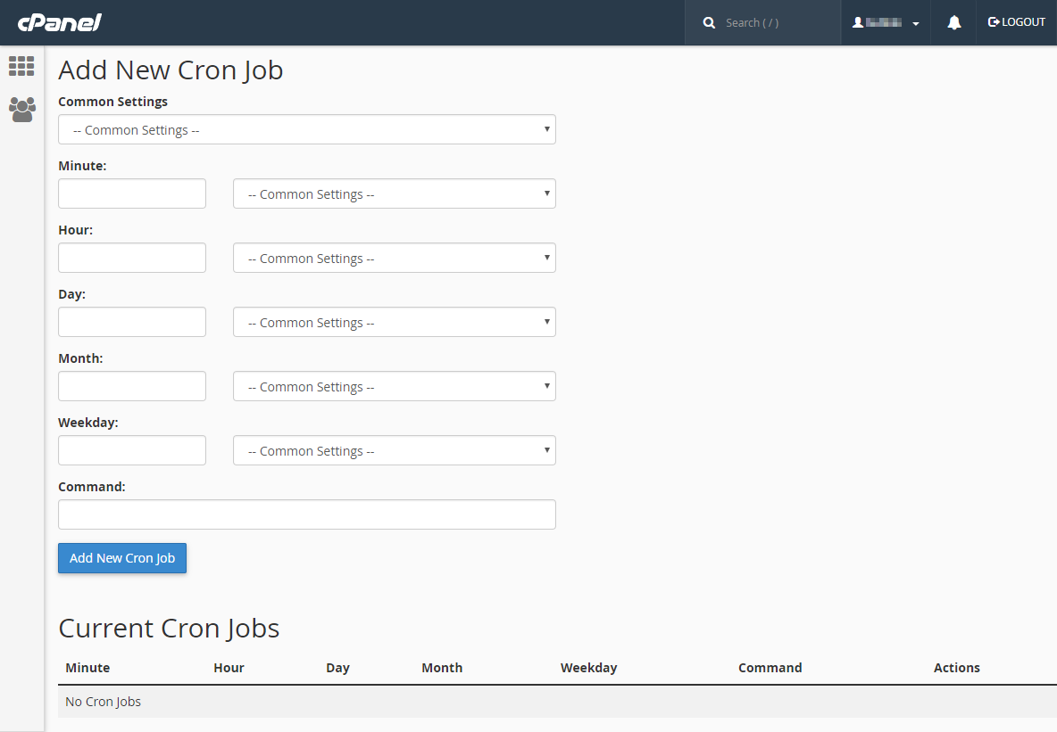 cPanel, añadir una tarea cron